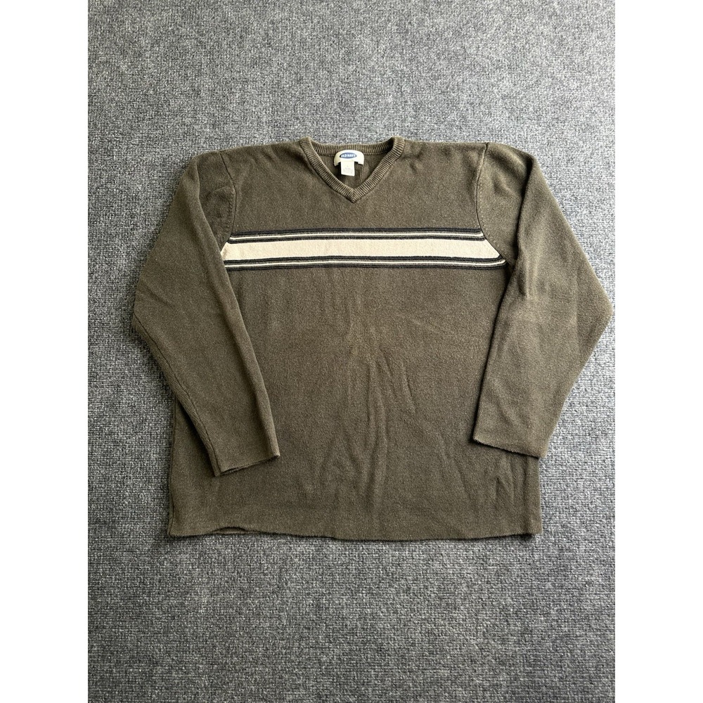 Men's Old Navy Wool Cotton Striped Sweater Made in Hong Kong, Size L